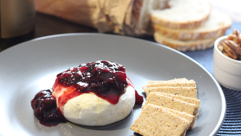 Baked Camembert with Black Cherry Compotea